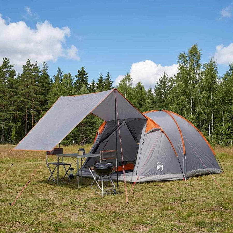Huisje Tent Grijs en Oranje 4-persoons Polyester en staal
