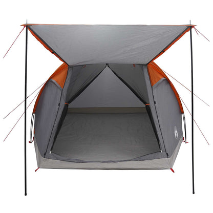 Huisje Tent Grijs en Oranje 4-persoons Polyester en staal
