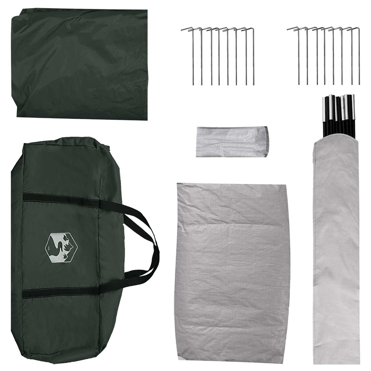 Huisje Tent met dak Leger groen 4-persoons Polyester en staal