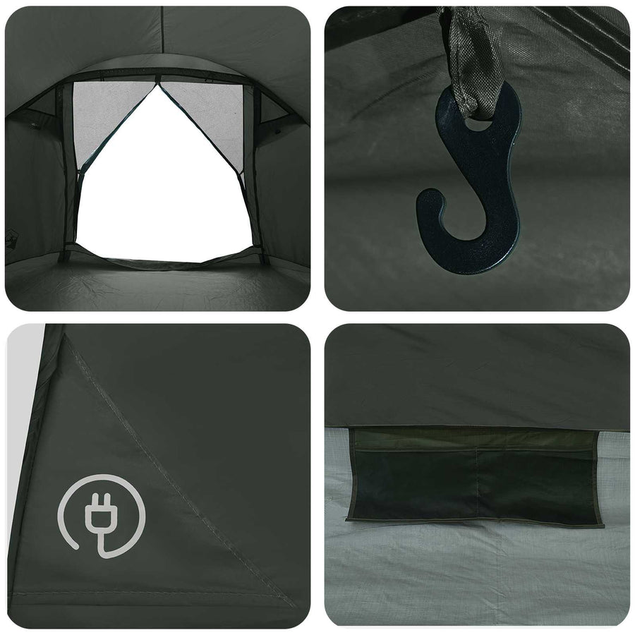Huisje Tent met dak Leger groen 4-persoons Polyester en staal