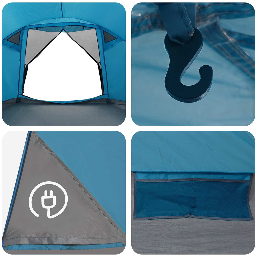 Huisje Tent met dak Blauw 6-persoons Polyester en staal