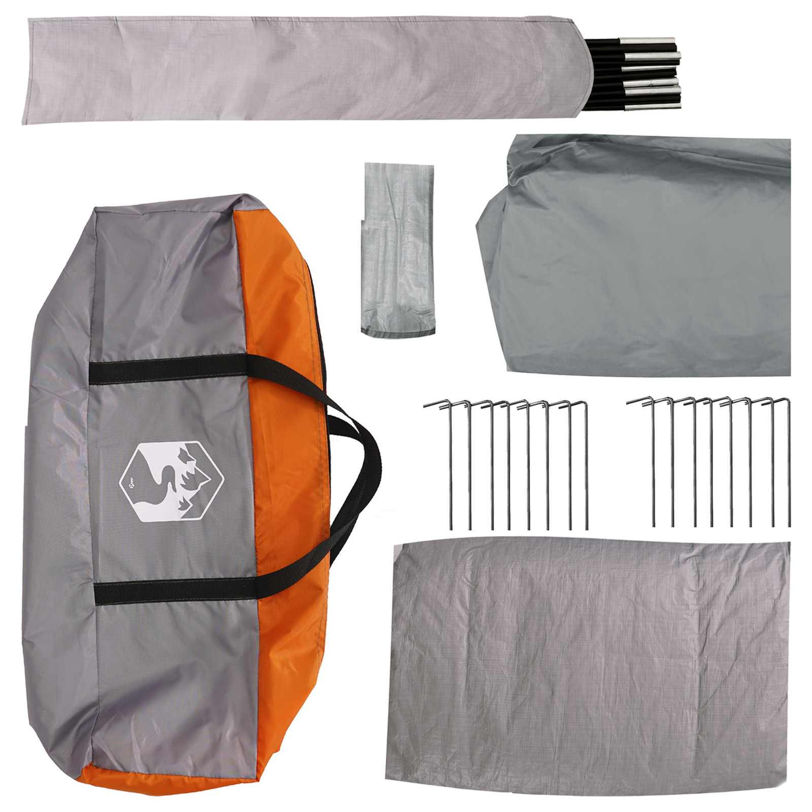 Huisje Tent Grijs en Oranje 6-persoons Polyester en staal