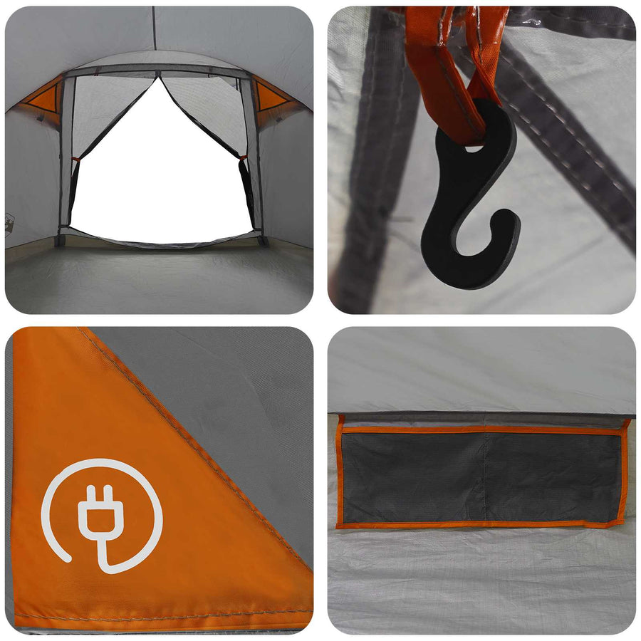 Huisje Tent Grijs en Oranje 6-persoons Polyester en staal