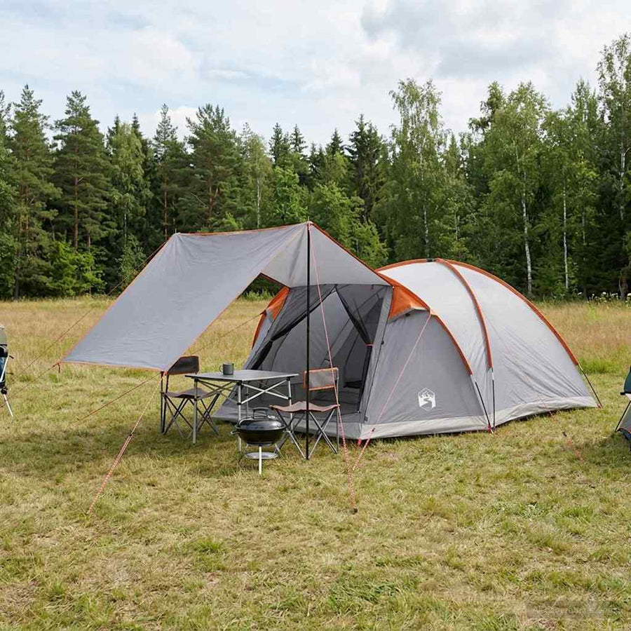 Huisje Tent Grijs en Oranje 6-persoons Polyester en staal