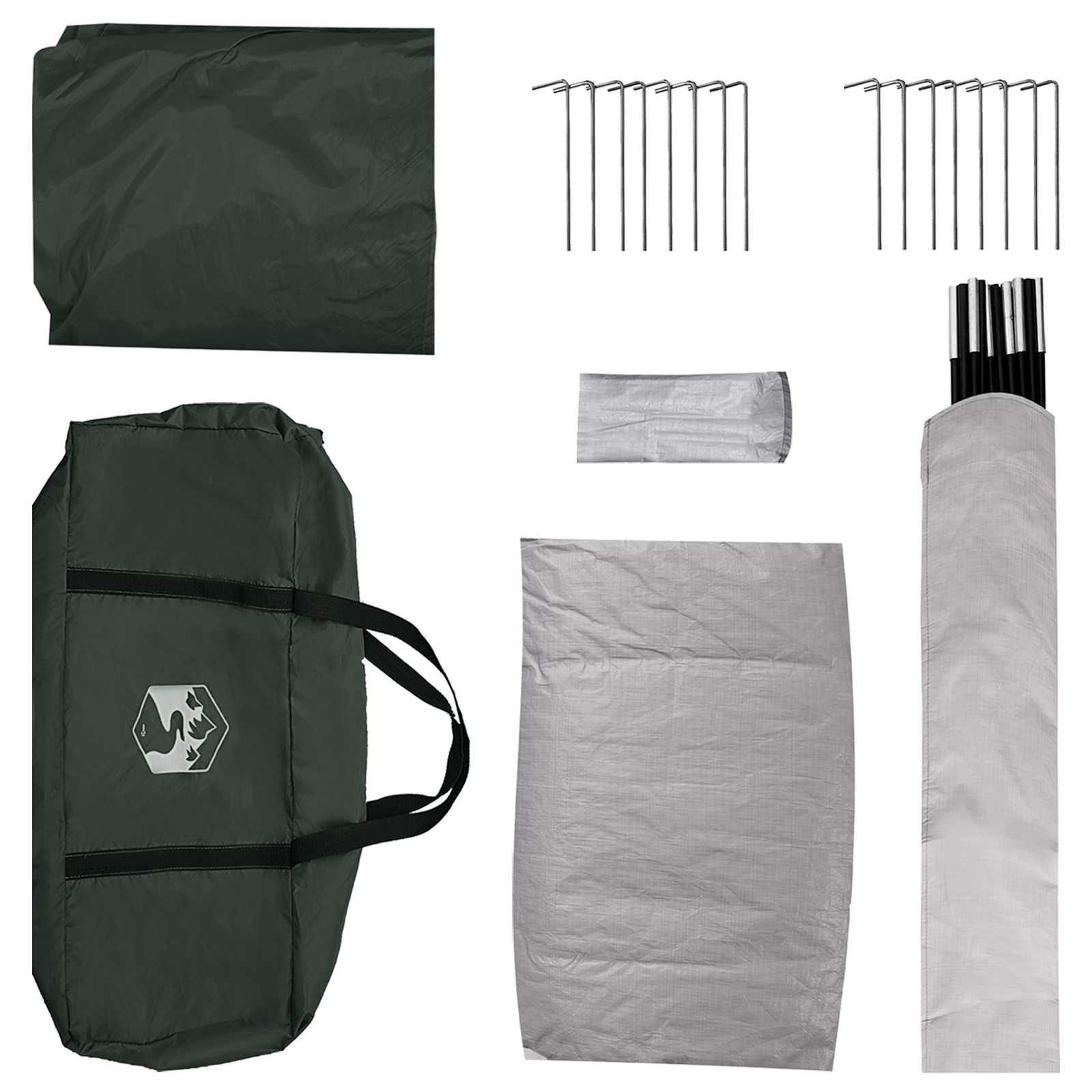 Huisje Tent met dak Leger groen 6-persoons Polyester en staal