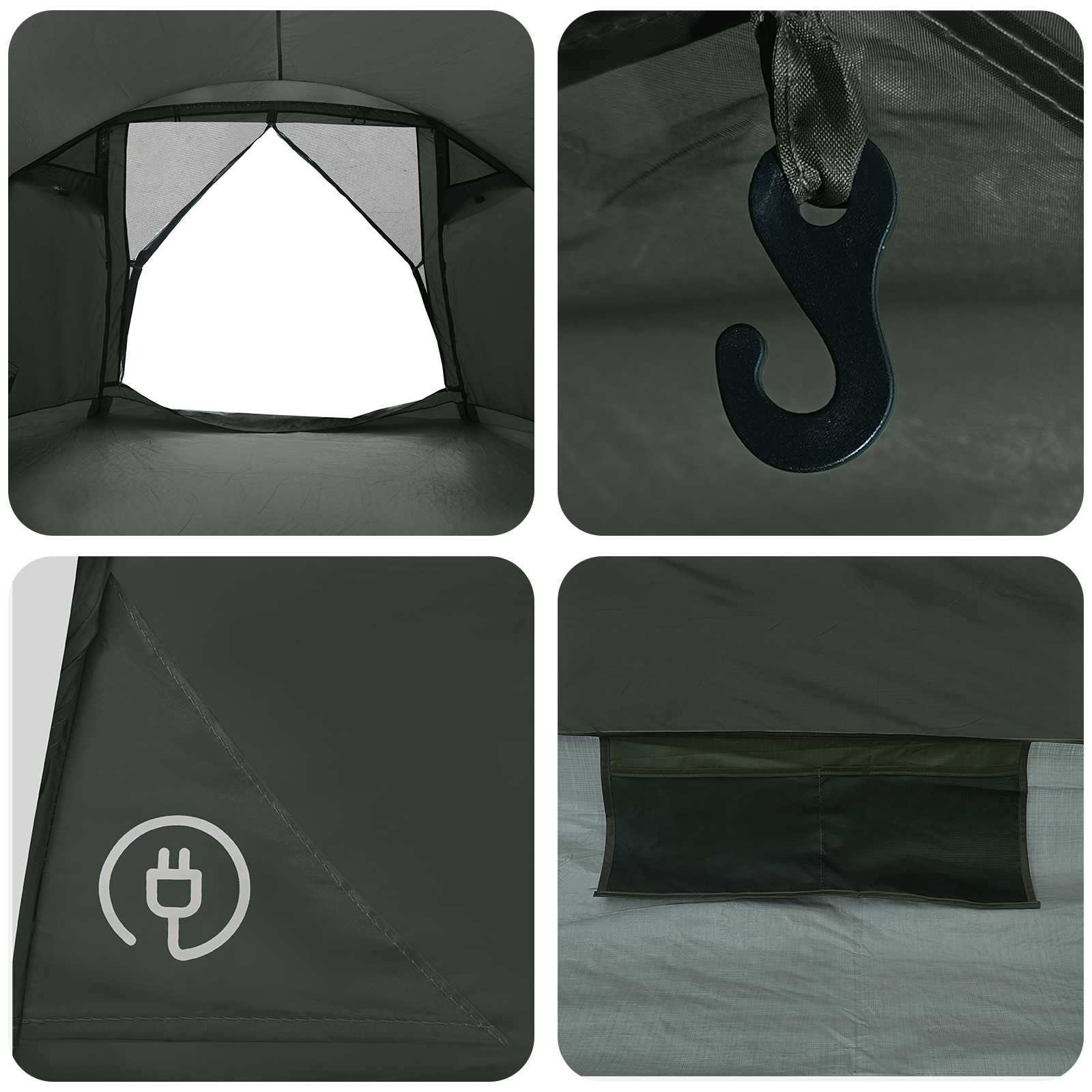 Huisje Tent met dak Leger groen 6-persoons Polyester en staal