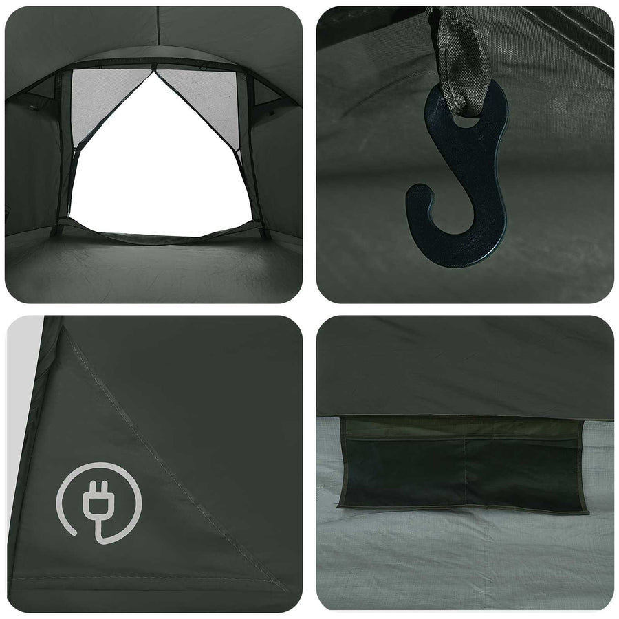 Huisje Tent met dak Leger groen 6-persoons Polyester en staal