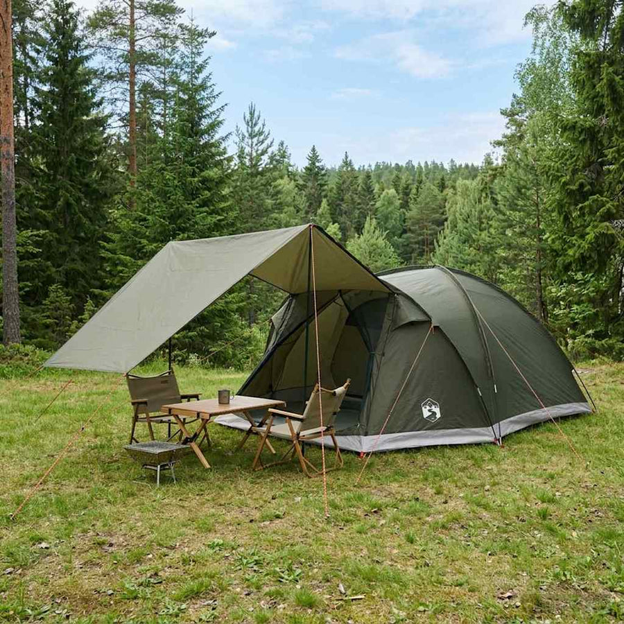 Huisje Tent met dak Leger groen 6-persoons Polyester en staal