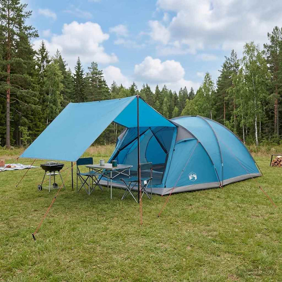 Huisje Tent met dak Blauw 8-persoons Polyester en staal