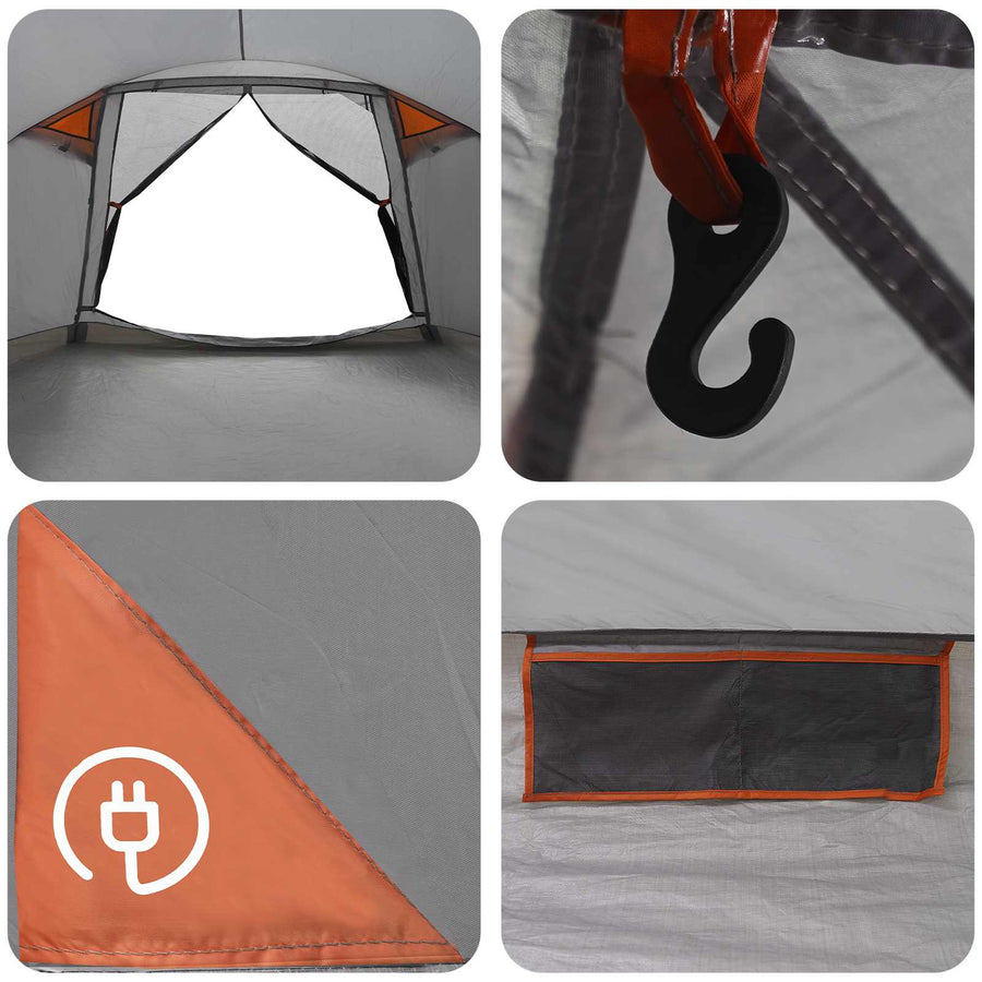 Huisje Tent Grijs en Oranje 8-persoons Polyester en staal