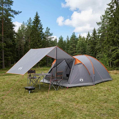 Huisje Tent Grijs en Oranje 8-persoons Polyester en staal