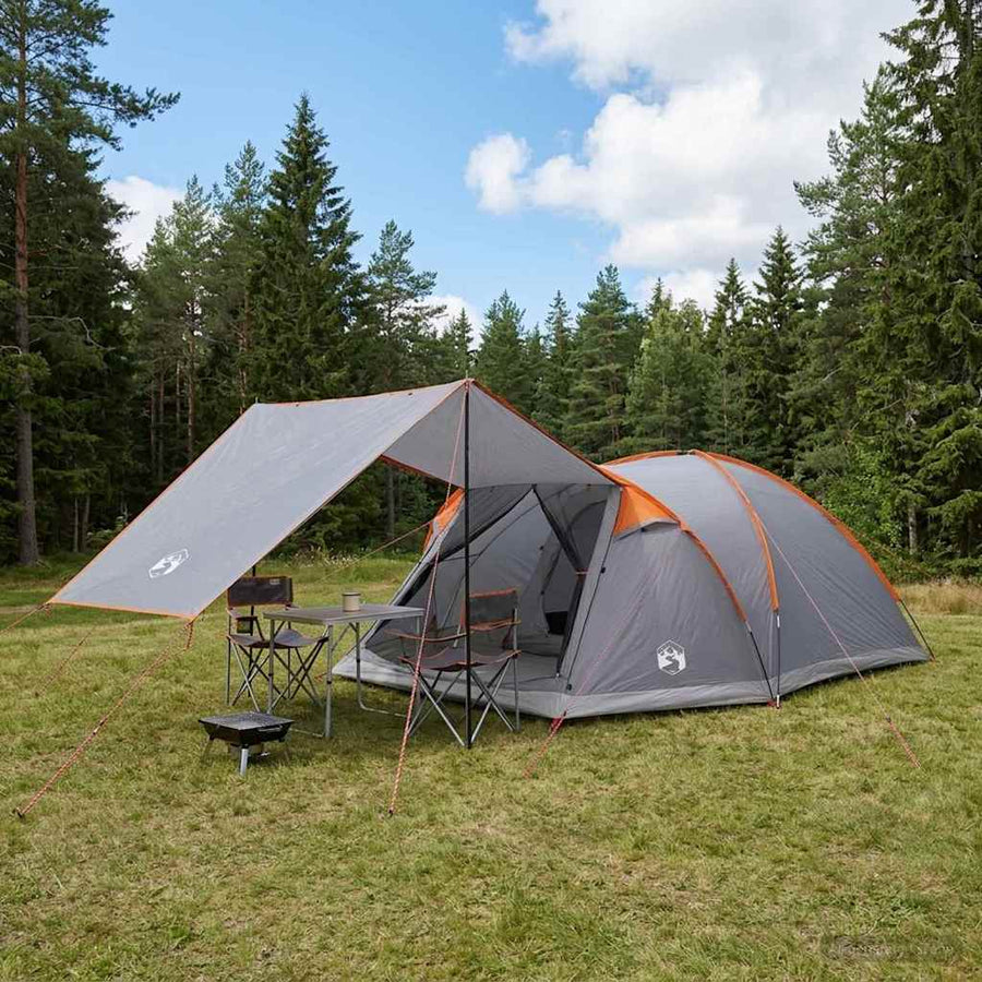 Huisje Tent Grijs en Oranje 8-persoons Polyester en staal