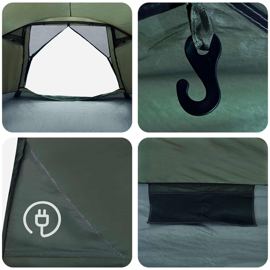 Huisje Tent met dak Leger groen 8-persoons Polyester en staal