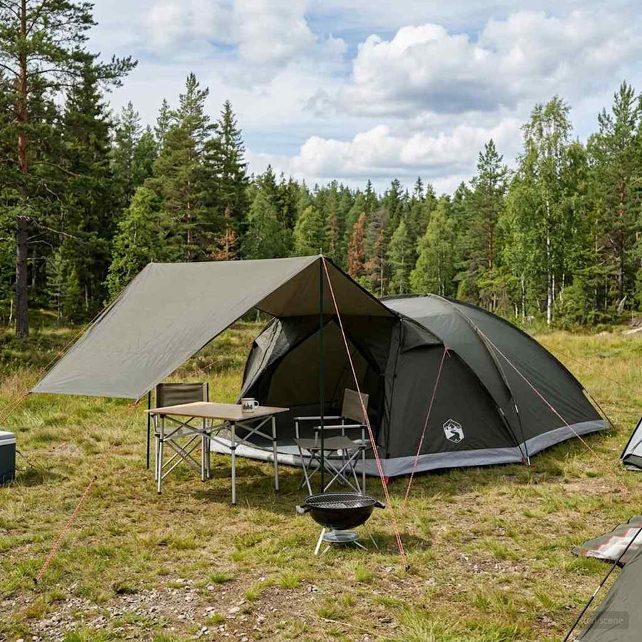 Huisje Tent met dak Leger groen 8-persoons Polyester en staal