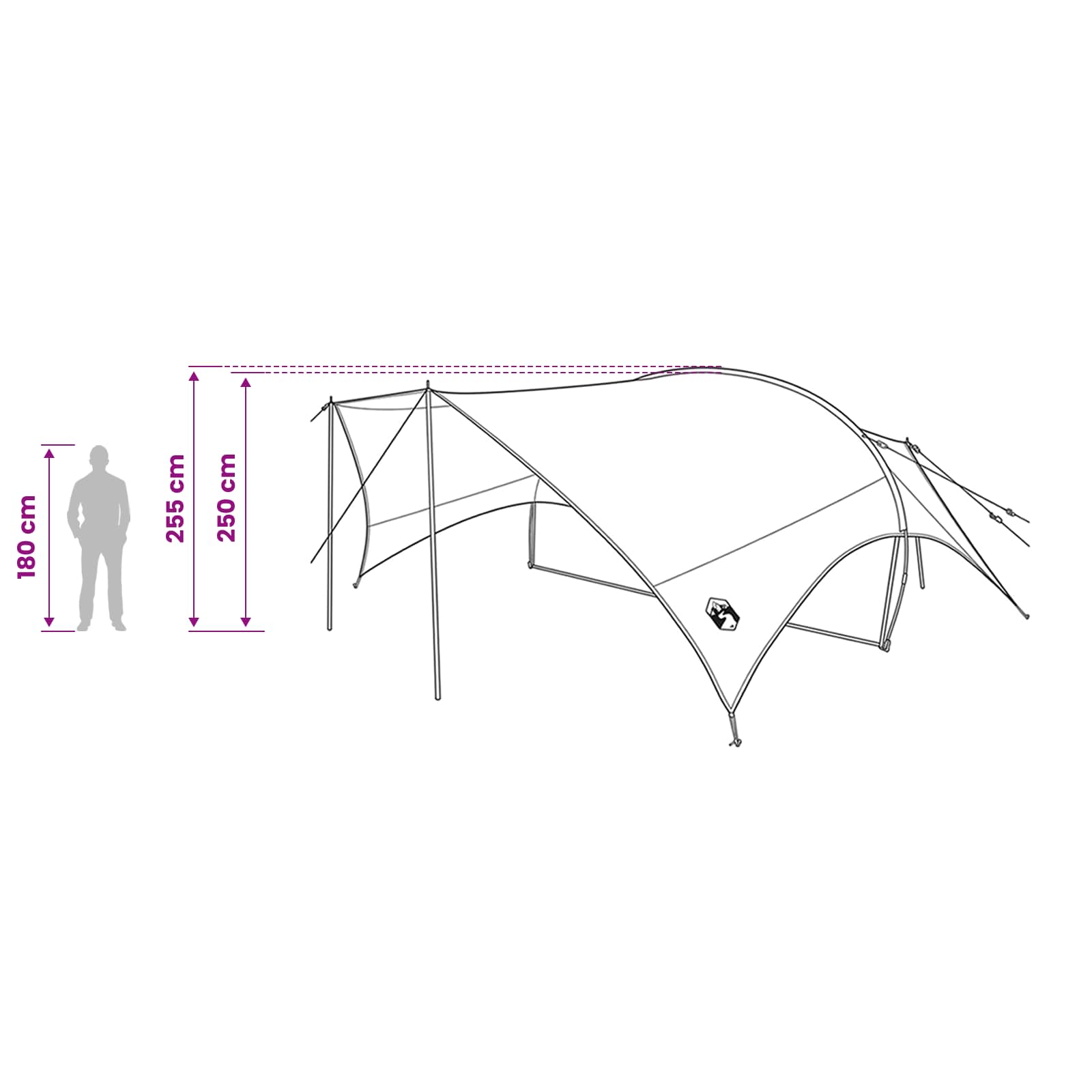 Camping Tarp Waterbestendig Grijs en Oranje 695 x 580 x 200 cm