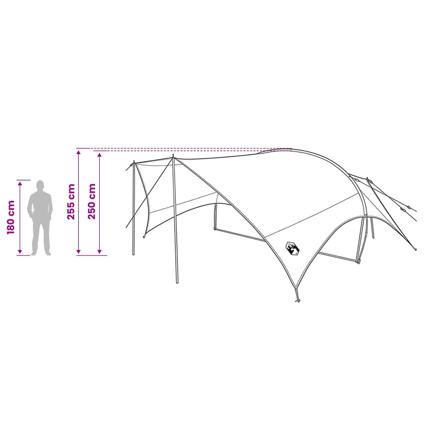Camping Tarp Waterbestendig Grijs en Oranje 695 x 580 x 200 cm