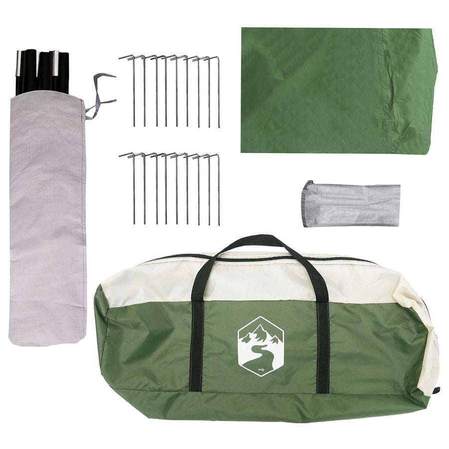 Gezinstent met dak Groen 450 x 400 x 265 cm Polyester en staal