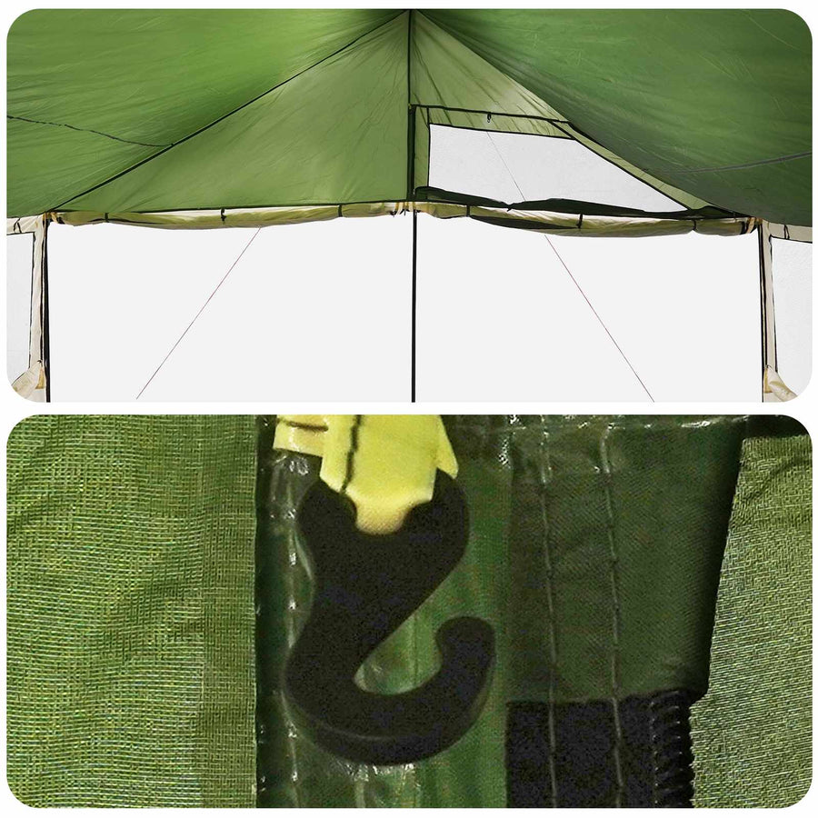Gezinstent met dak Groen 450 x 400 x 265 cm Polyester en staal
