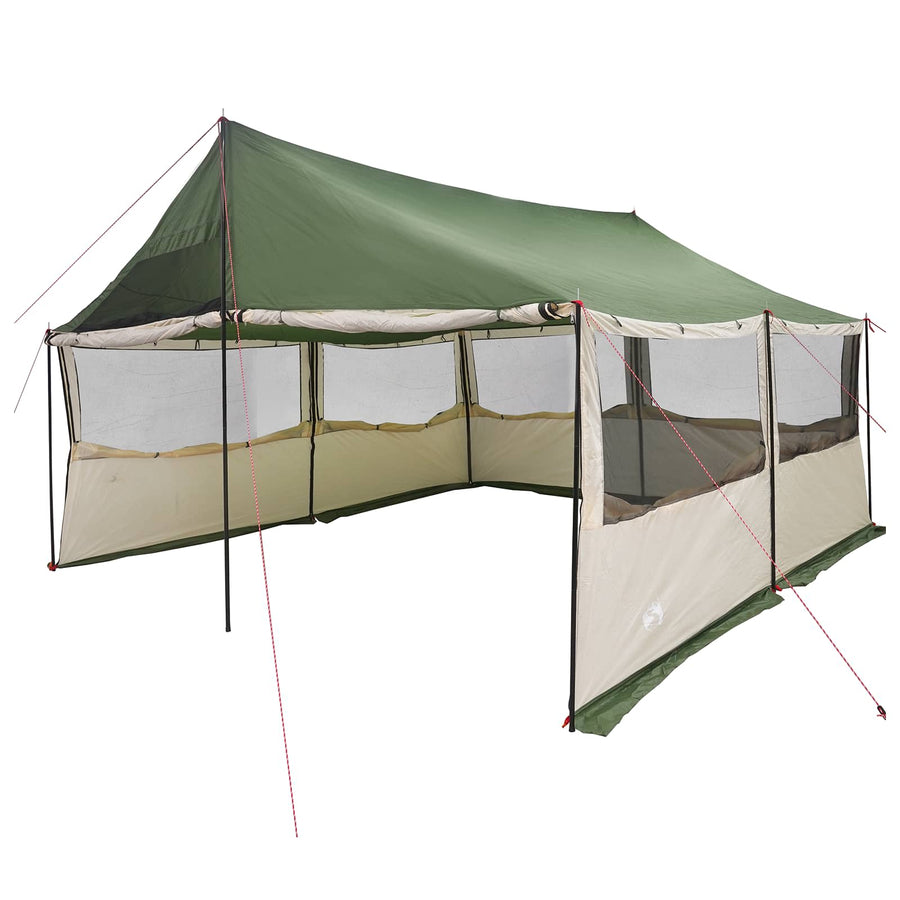 Gezinstent met dak Groen 450 x 400 x 265 cm Polyester en staal