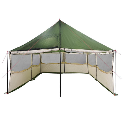 Gezinstent met dak Groen 450 x 400 x 265 cm Polyester en staal