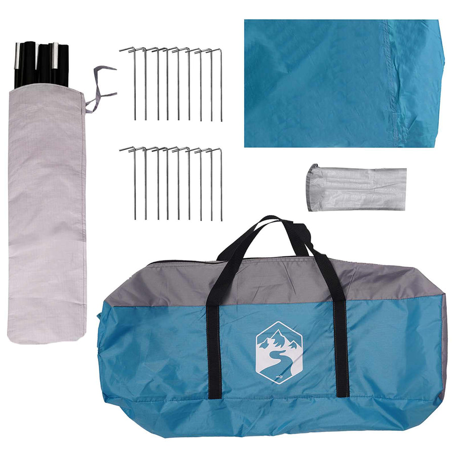Gezinstent met dak Blauw 450 x 400 x 265 cm Polyester en staal
