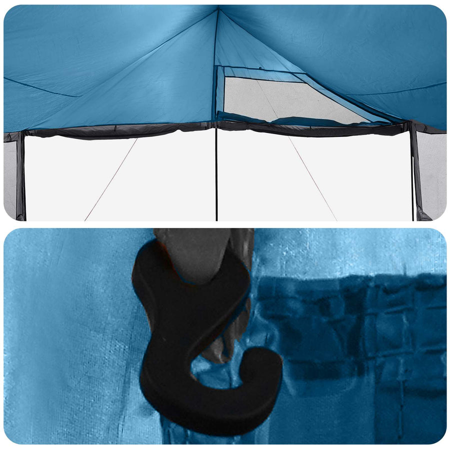 Gezinstent met dak Blauw 450 x 400 x 265 cm Polyester en staal