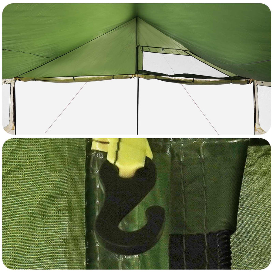 Gezinstent met dak Groen 600 x 400 x 268 cm Polyester en staal