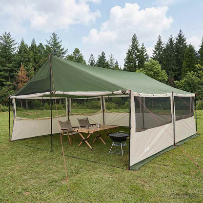 Gezinstent met dak Groen 600 x 400 x 268 cm Polyester en staal