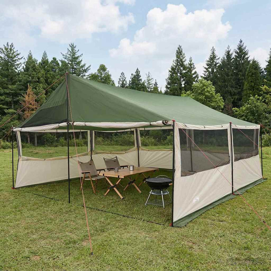 Gezinstent met dak Groen 600 x 400 x 268 cm Polyester en staal