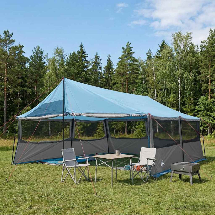 Gezinstent met dak Blauw 600 x 400 x 268 cm Polyester en staal