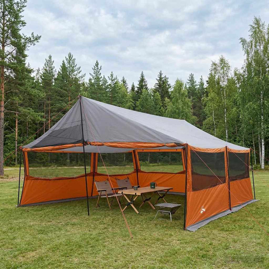 Gezinstent met dak Grijs en Oranje 600 x 400 x 268 cm