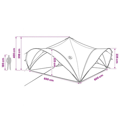 Partytent met dak Blauw 600 x 600 x 400 cm Polyester en staal