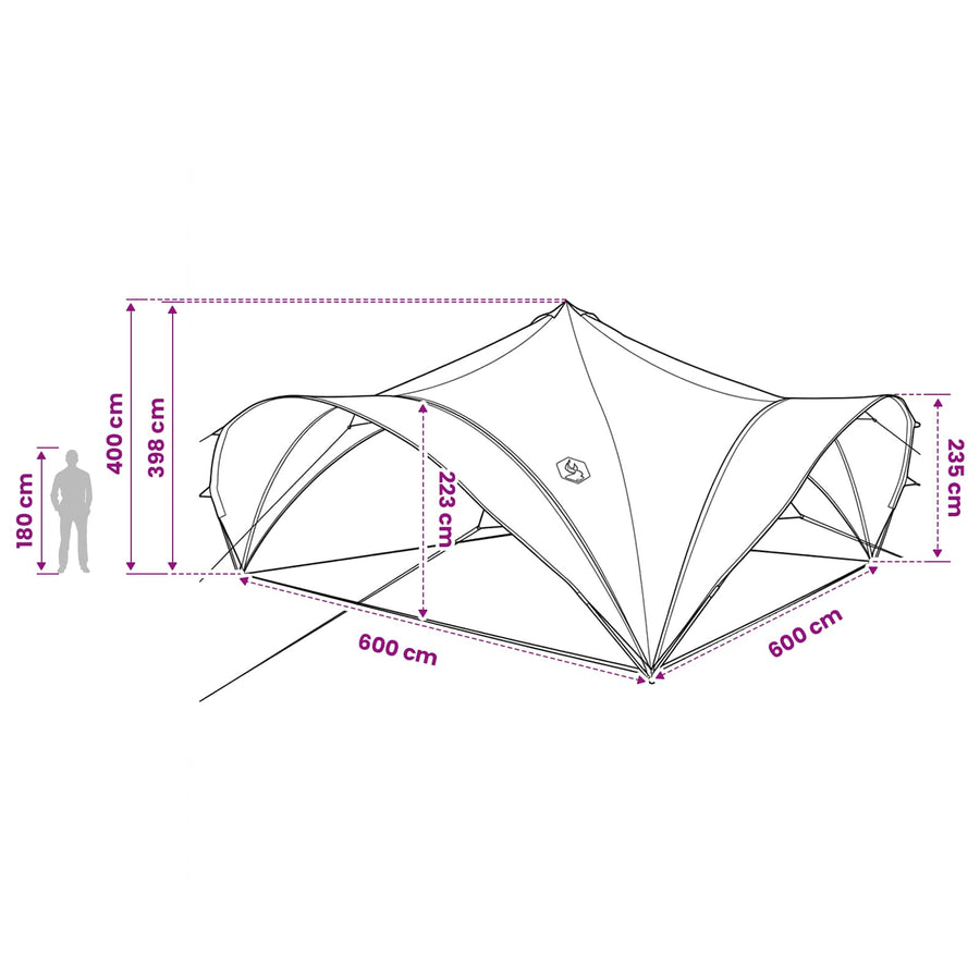 Partytent Grijs en Oranje 600 x 600 x 400 cm Polyester en staal