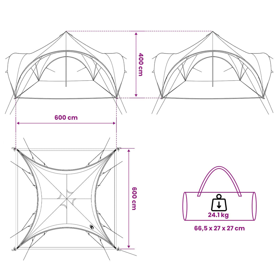Partytent Grijs en Oranje 600 x 600 x 400 cm Polyester en staal