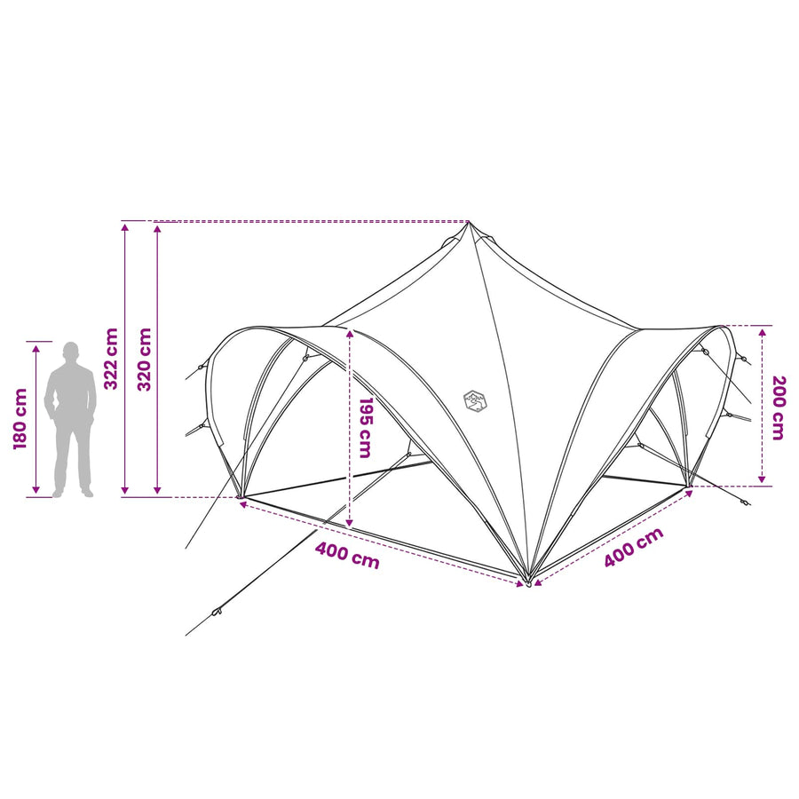 Partytent met dak Groen 400 x 400 x 320 cm Polyester en staal