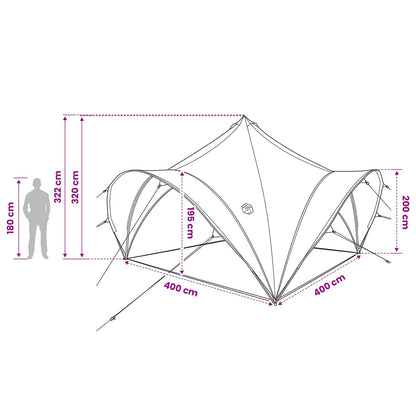 Partytent met dak Blauw 400 x 400 x 320 cm Polyester en staal