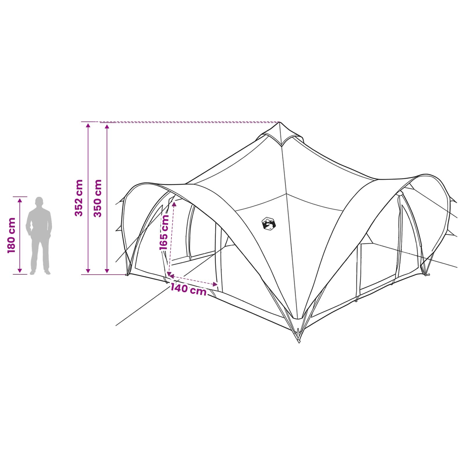 Tipi Tent met dak Groen 18-Persoon Polyester en staal