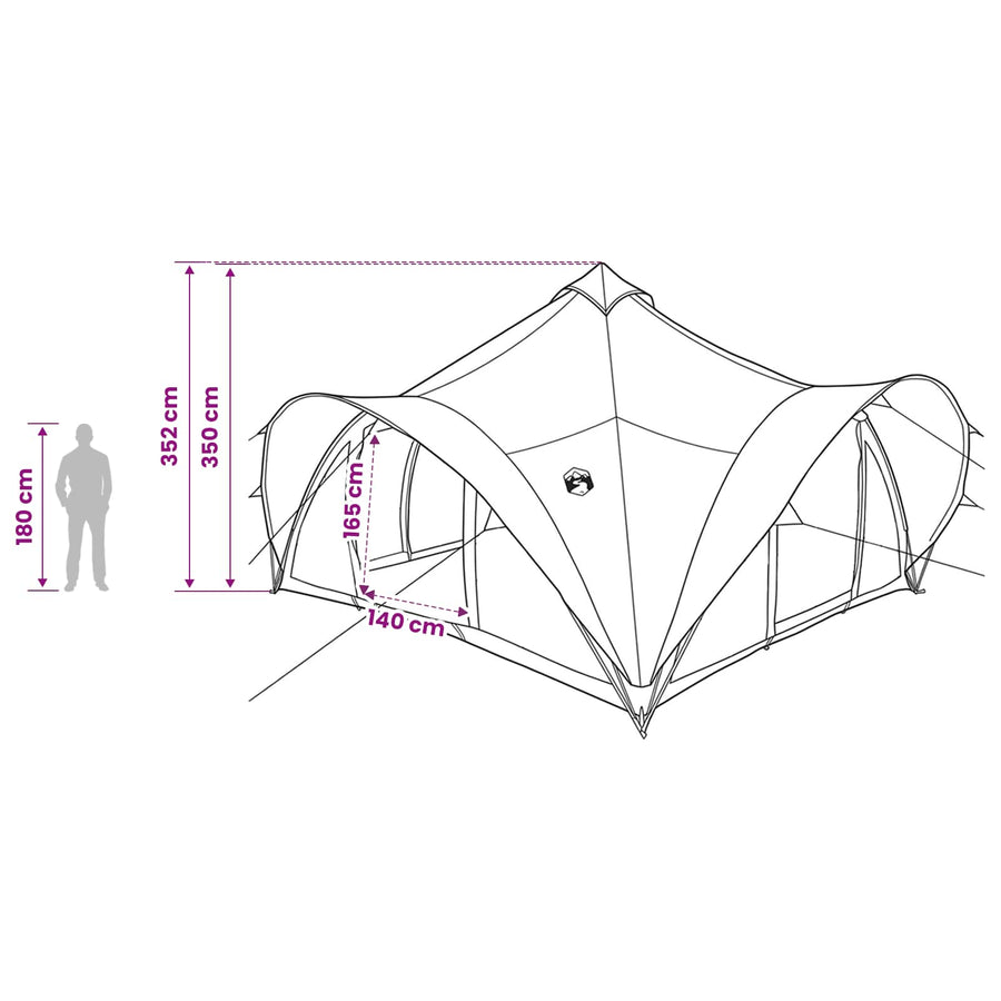 Tipi Tent met dak Groen 18-Persoon Polyester en staal