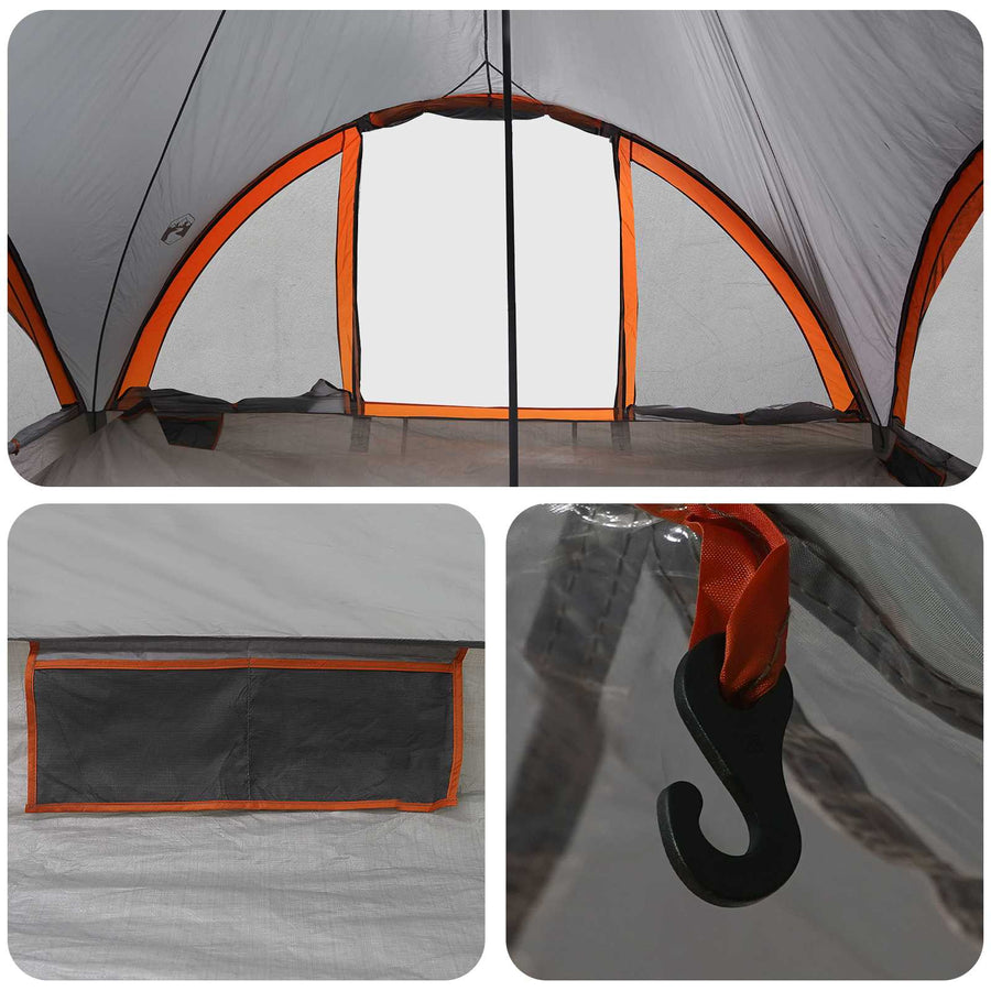 Tipi Tent met dak Grijs en Oranje 18-Persoon Polyester en staal
