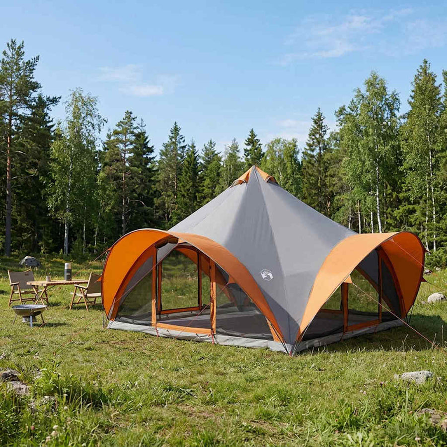 Tipi Tent met dak Grijs en Oranje 18-Persoon Polyester en staal