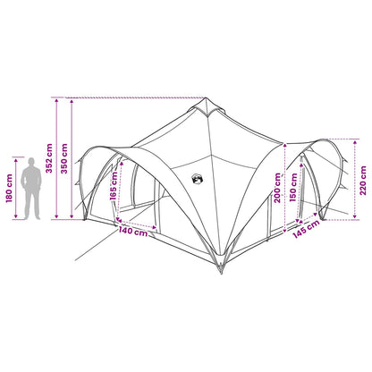 Tipi Tent met dak Grijs en Oranje 18-Persoon Polyester en staal