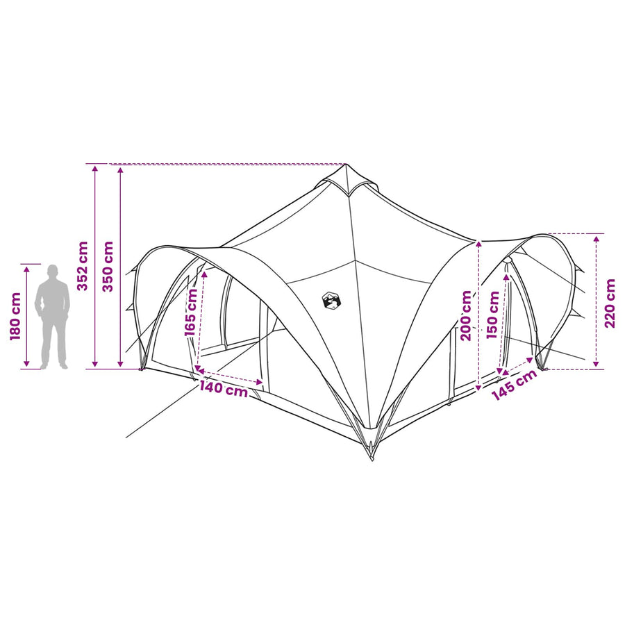 Tipi Tent met dak Grijs en Oranje 18-Persoon Polyester en staal
