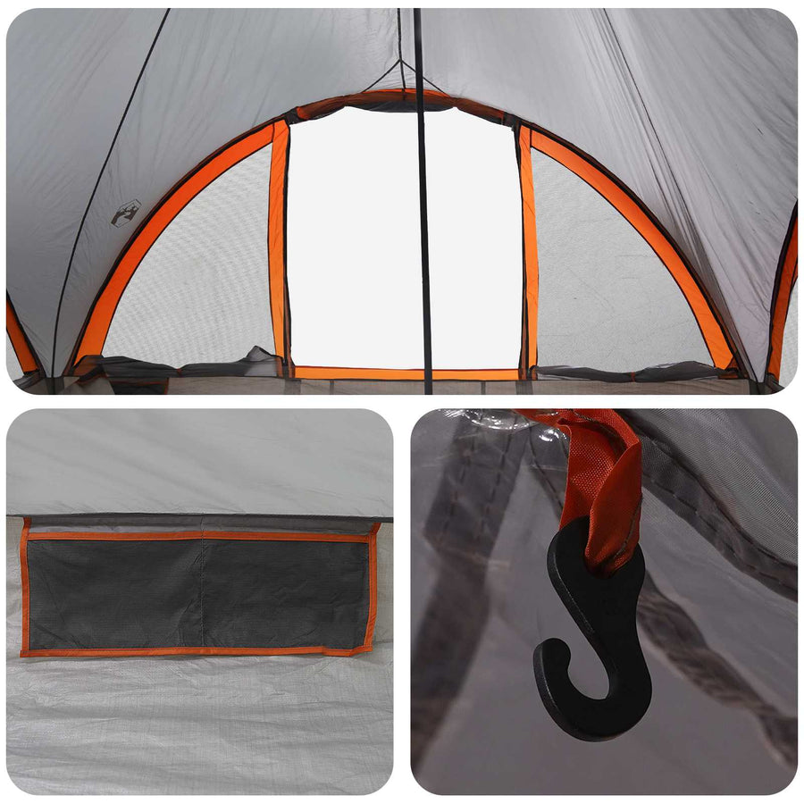 Tipi Tent met dak Grijs en Oranje 6-persoons Polyester en staal