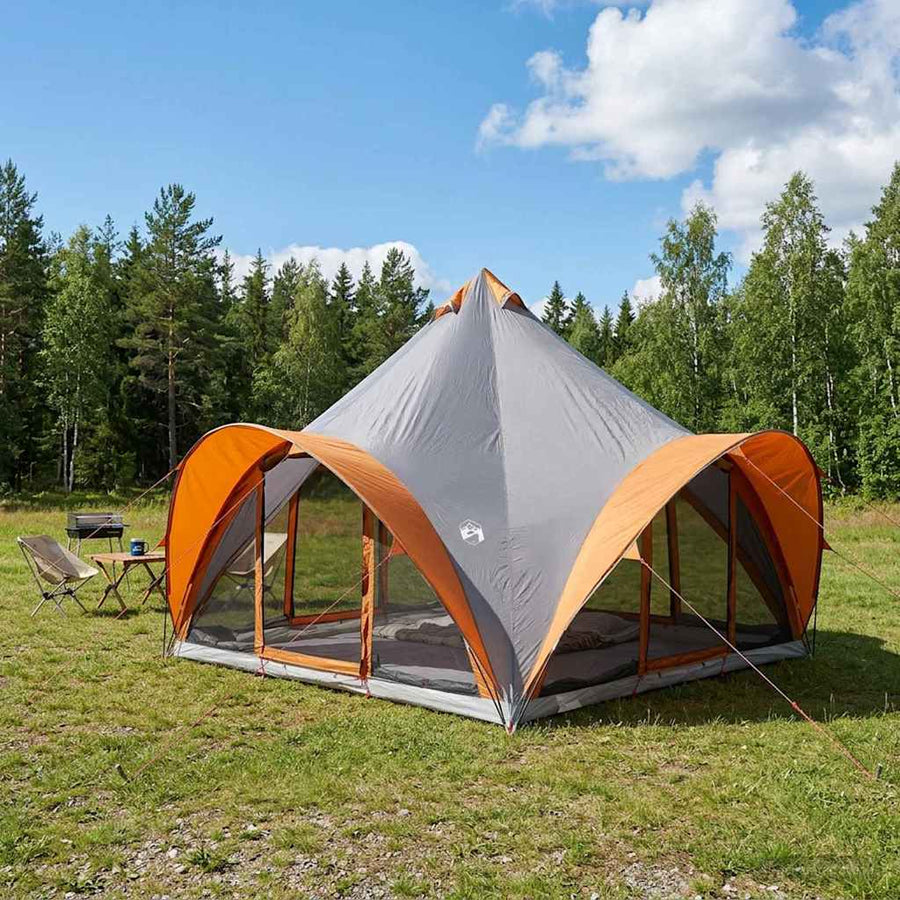 Tipi Tent met dak Grijs en Oranje 6-persoons Polyester en staal