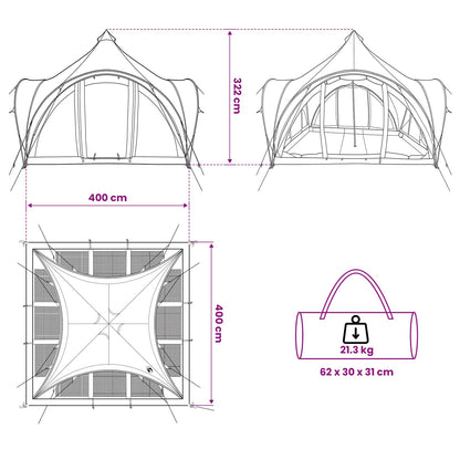 Tipi Tent met dak Leger groen 6-persoons Polyester en staal