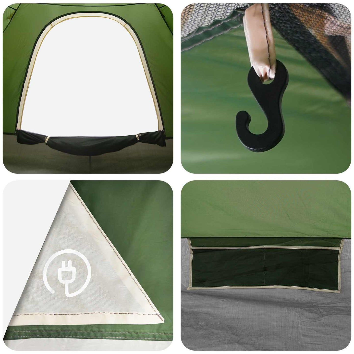 Kamperen tent met dak met luchtopening Groen 190 x 140 x 105 cm
