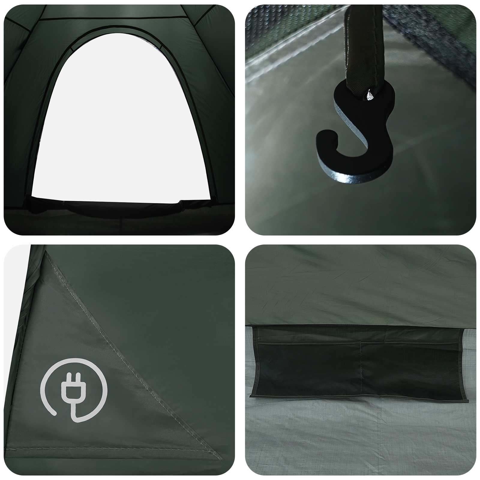 Kamperen tent met dak Legergroen 190 x 140 x 105 cm