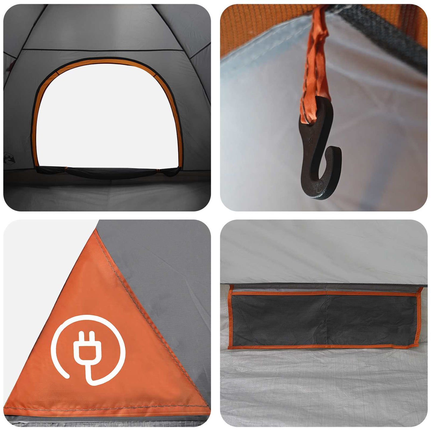 Kamperen tent met dak Grijs en Oranje 275 x 215 x 125 cm