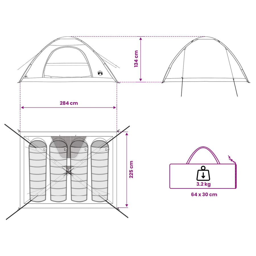 Kamperen tent met dak Wit Blackout 275 x 215 x 125 cm