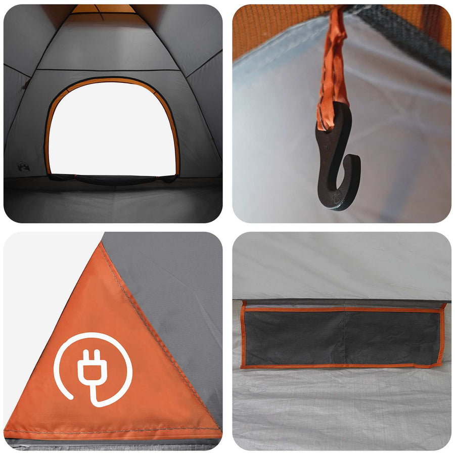 Kamperen tent met dak Grijs en Oranje 335 x 275 x 180 cm